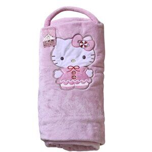 Sanrio Pink Holiday Hello Kitty Snow Throws Plush Travel Blanket 60x45" New